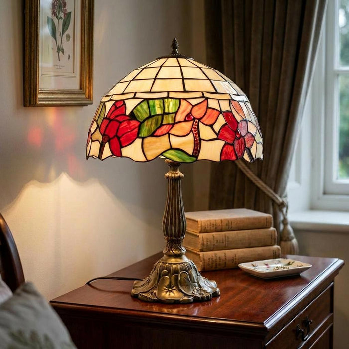 Oaks Lighting Border Tiffany 12" Table Lamp by Oaks Lighting — suits living rooms & bedrooms