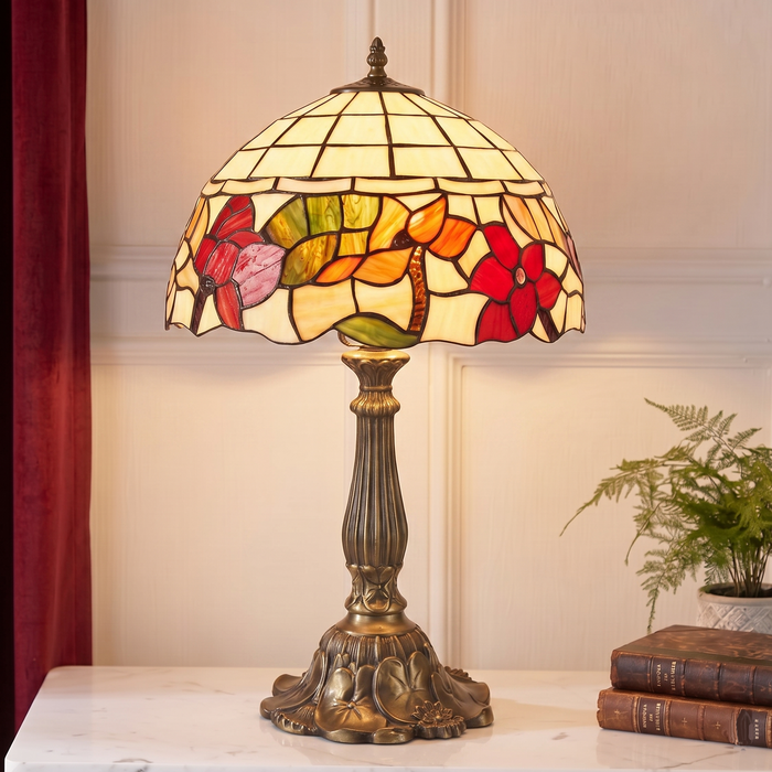 Oaks Lighting Border Tiffany 16" Table Lamp by Oaks Lighting — suits living rooms & bedrooms