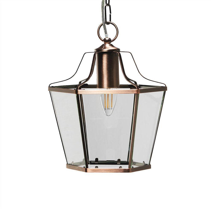 Oaks Lighting Dulverton Copper Clear Glass Ceiling Pendant-Ceiling Pendant Lights-Oaks Lighting-1-Tiffany Lighting Direct