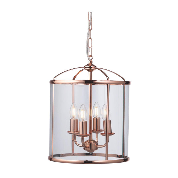 Oaks Lighting Fern 4 Light Copper Ceiling Lantern-Ceiling Pendant Lights-Oaks Lighting-1-Tiffany Lighting Direct