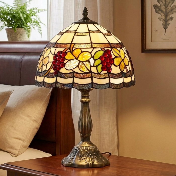 Oaks Lighting Grapes Tiffany Table Lamp by Oaks Lighting — suits living rooms & bedrooms