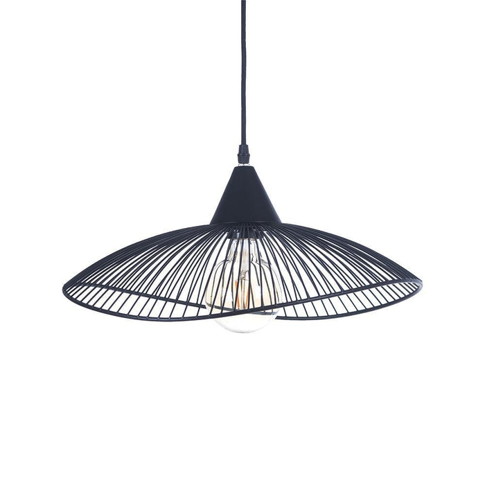 Oaks Lighting Helios Black Single Ceiling Pendant - 42cm-Ceiling Pendant Lights-Oaks Lighting-1-Tiffany Lighting Direct