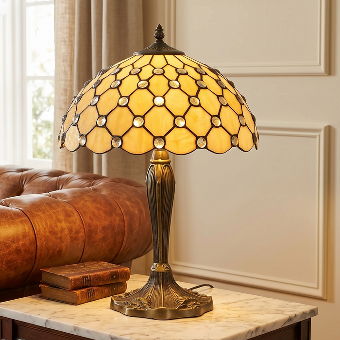 Oaks Lighting Jewel Tiffany Table Lamp by Oaks Lighting — suits living rooms & bedrooms