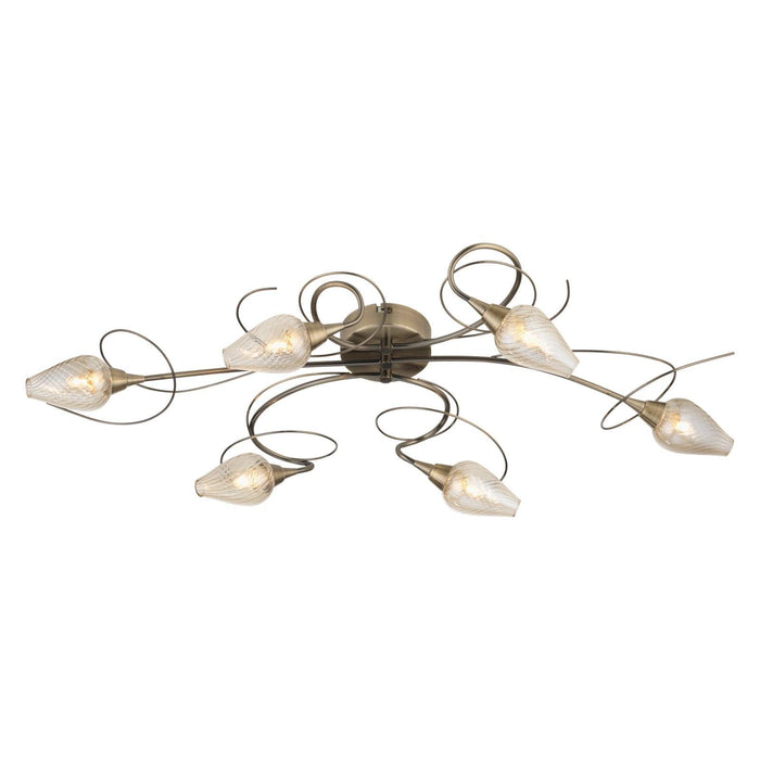 Oaks Lighting Lugh 6 Arm Antique Brass Semi-Flush Light Living room Image