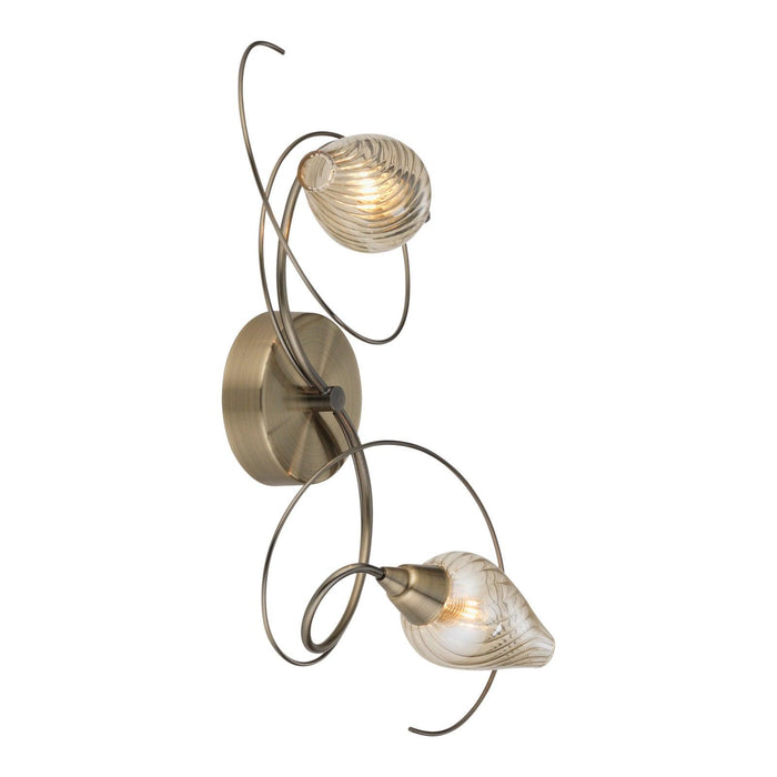 Oaks Lighting Lugh Twin 2 light Antique Brass Wall Light image 1