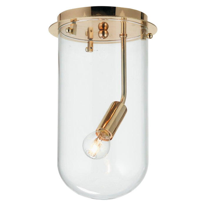 Oaks Lighting Mack Gold & Glass living room Flush Ceiling Light Image 1