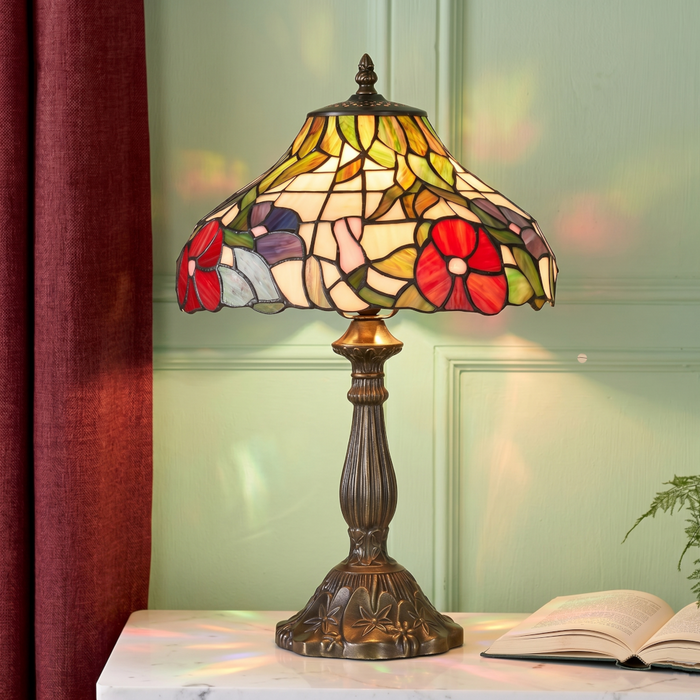 Oaks Lighting Peonies Tiffany Table Lamp — alternate view