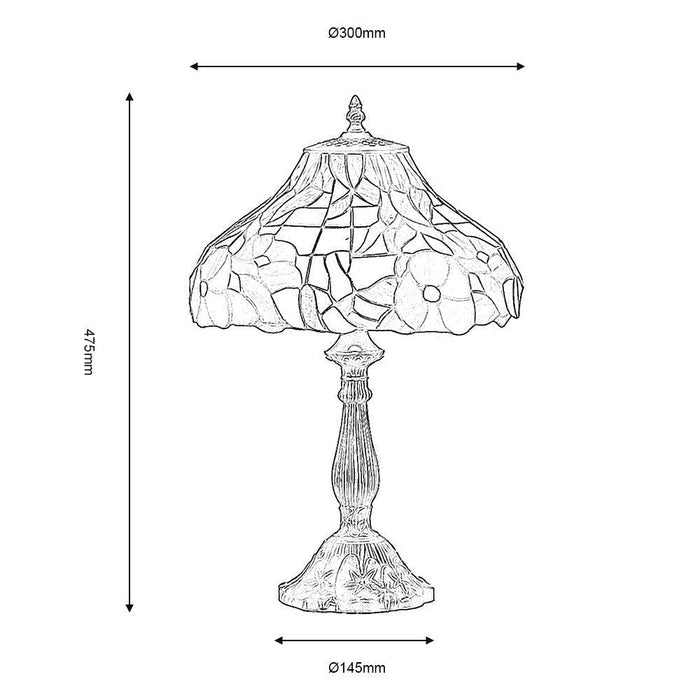 Oaks Lighting Peonies Tiffany Table Lamp — rear view