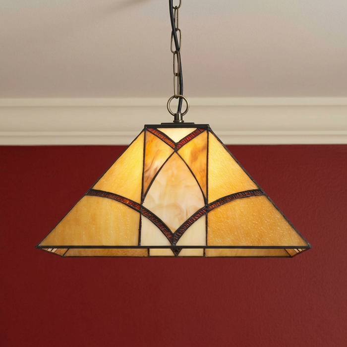 Oaks Lighting Portia Tiffany Pendant Ceiling Light by Oaks Lighting — suits living rooms, dining rooms & hallways