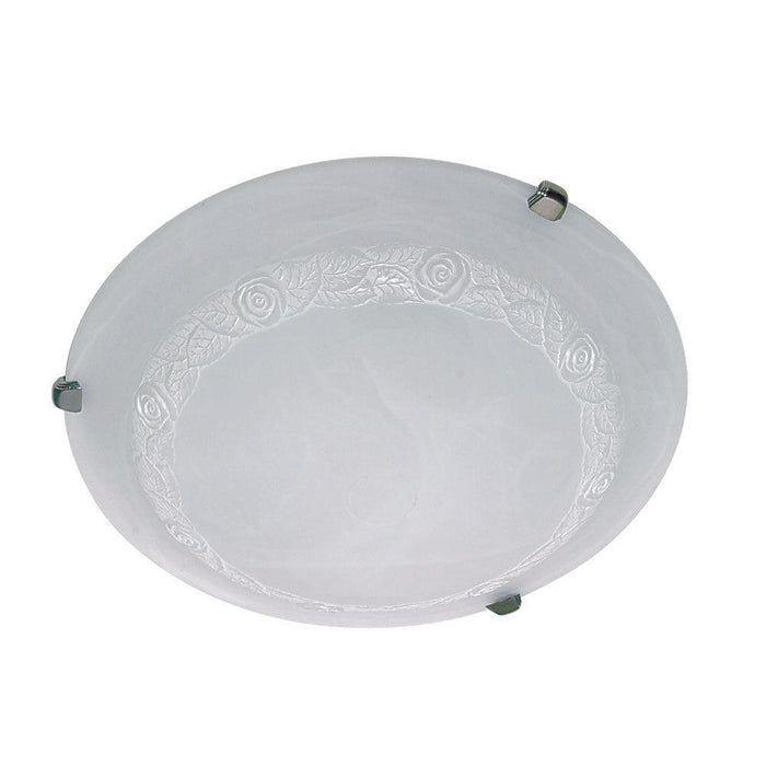 Oaks Lighting Rosa Small Alabaster Glass living room Flush Ceiling Light Image 1