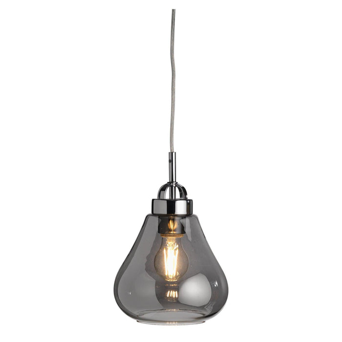 Oaks Lighting Turua Chrome & Amber Glass Ceiling Pendant-Ceiling Pendant Lights-Oaks Lighting-1-Tiffany Lighting Direct