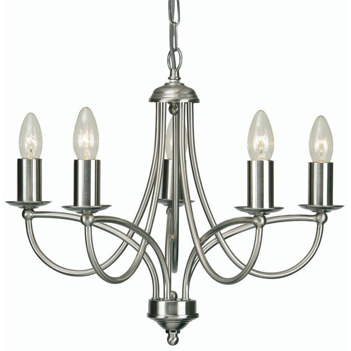 Traditional Ceiling Pendant Lights - Loop Antique Chrome Finish 5 Light Chandelier 2711/5 AC