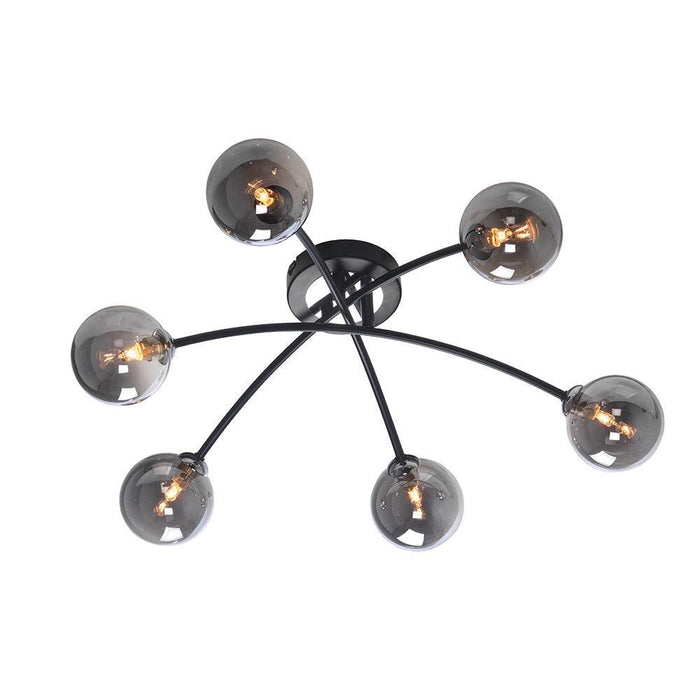 Oaks Marne 6 Light Black Semi-Flush Ceiling Light living room