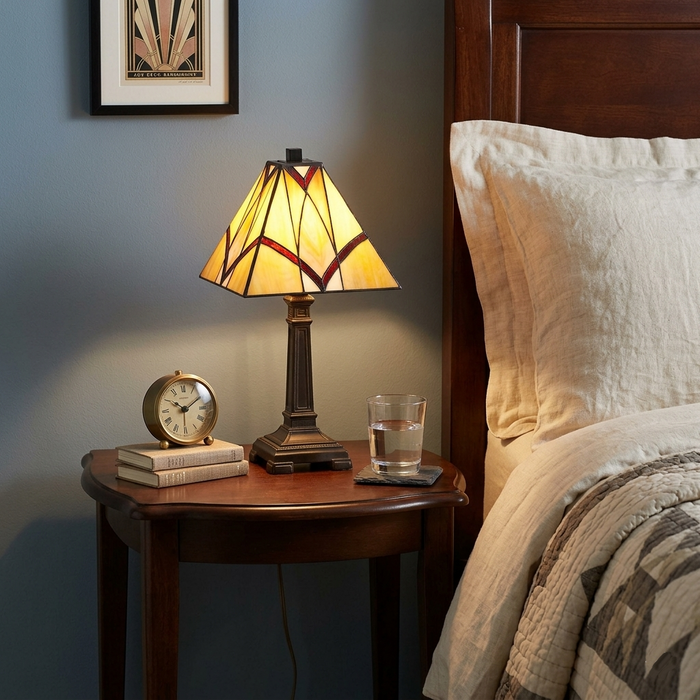 Oaks Portia Small Tiffany Table Lamp by Oaks Lighting — suits living rooms & bedrooms