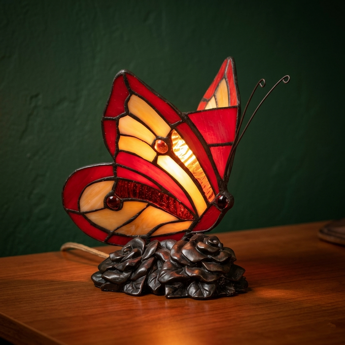 Oaks Tiffany Butterfly Table Lamp by Oaks Lighting — suits living rooms, bedrooms & offices