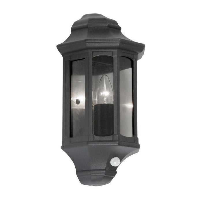 oaks westminster black outdoor half lantern with pir sensor