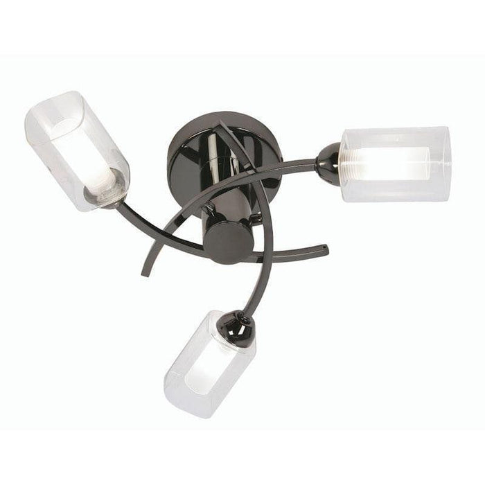 Traditional Flush & Semi Flush Ceiling Lights - Ofira 3 Light Mirror Black Flush Ceiling Light 2710/3 MB