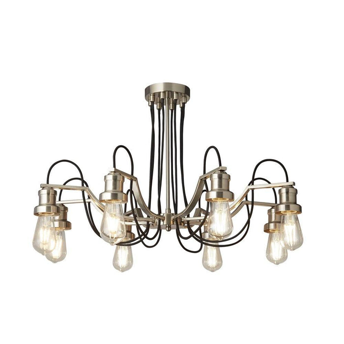 Olivia 8 Light Black Braided Cable & Silver Ceiling Pendant-Ceiling Pendant Lights-1-Tiffany Lighting Direct