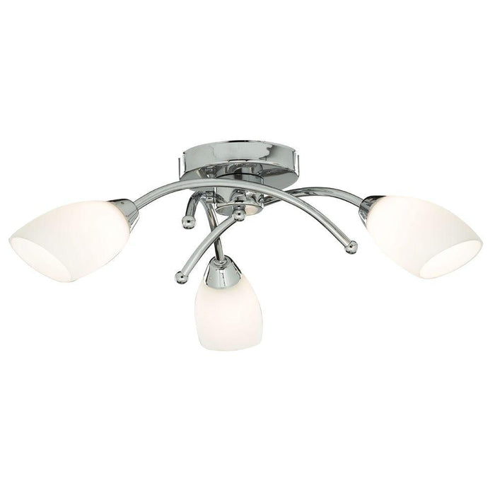 Opera 3 Light Chrome Flush Ceiling Light - Opal Glass Living room Image