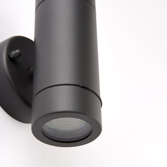 palin 2 light grey led outdoor wall light ip44 7w by saxby lighting, close up image 146