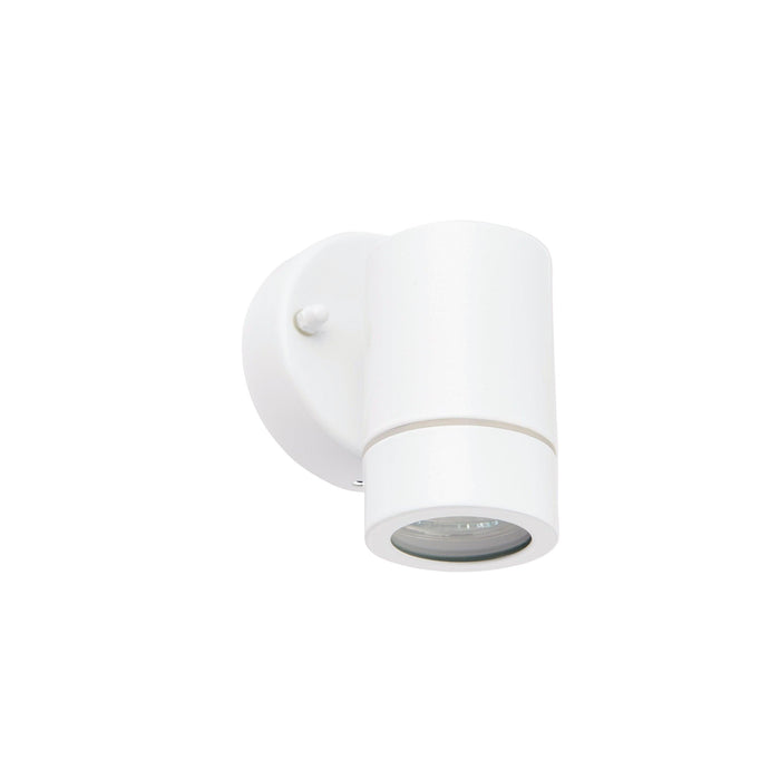 palin white outdoor wall light ip44 7wby Saxby Lighting, close up image