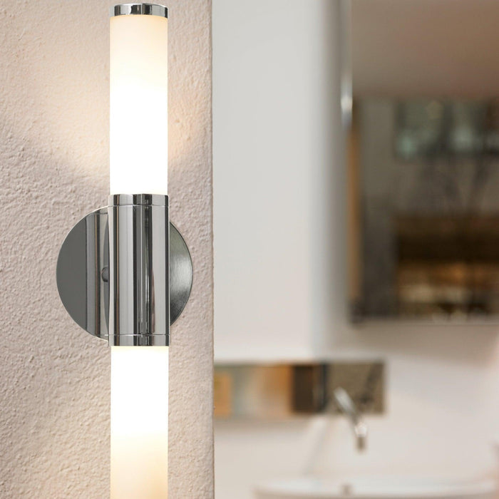 eglo palmera ip44 chrome white glass bathroom wall light