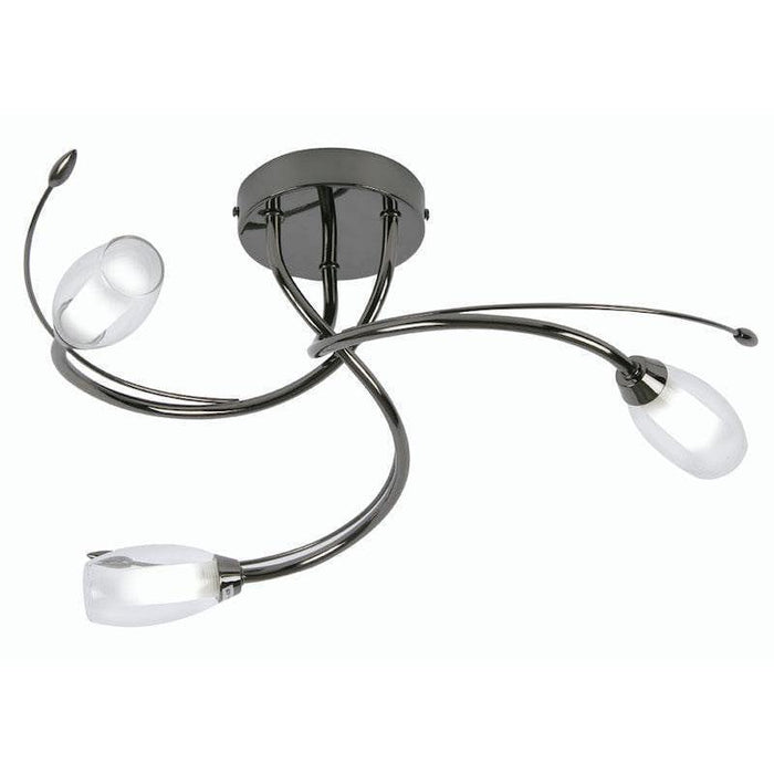 Traditional Flush & Semi Flush Ceiling Lights - Pandora 3 Light Mirror Black Flush Ceiling Light 6203/3 MB