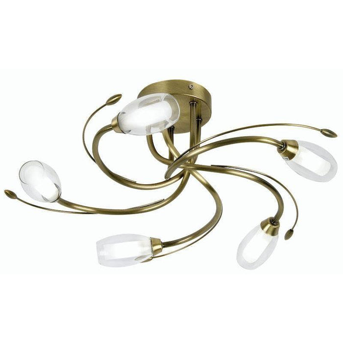 Traditional Flush & Semi Flush Ceiling Lights - Pandora 5 Light Antique Brass Flush Ceiling Light 6203/5 AB