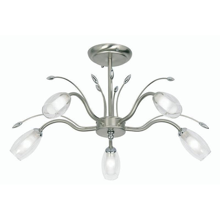 Traditional Flush & Semi Flush Ceiling Lights - Pandora 5 Light Antique Chrome Semi Flush Ceiling Light 1203/5 AC