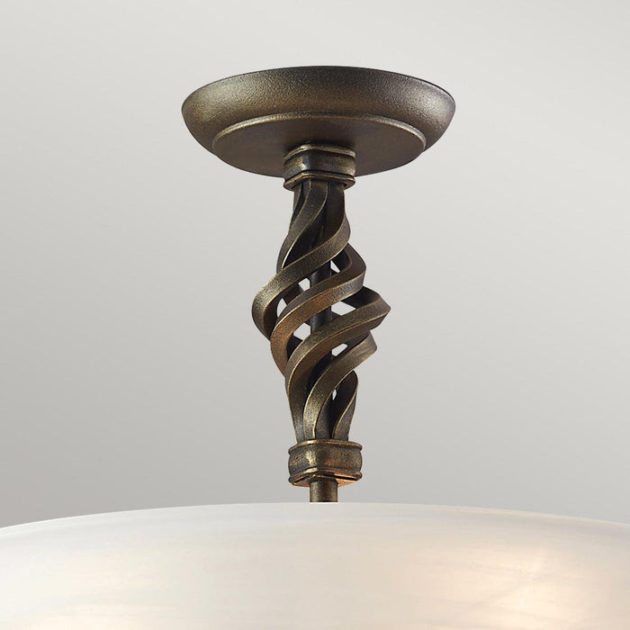 Pembroke 3 Light Semi-Flush Black/Gold Ceiling Light — side profile