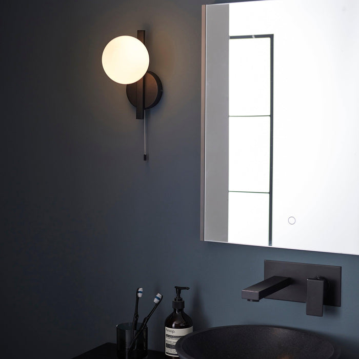 pendle black opal glass bathroom wall light pull cord Hallway Lighting Image