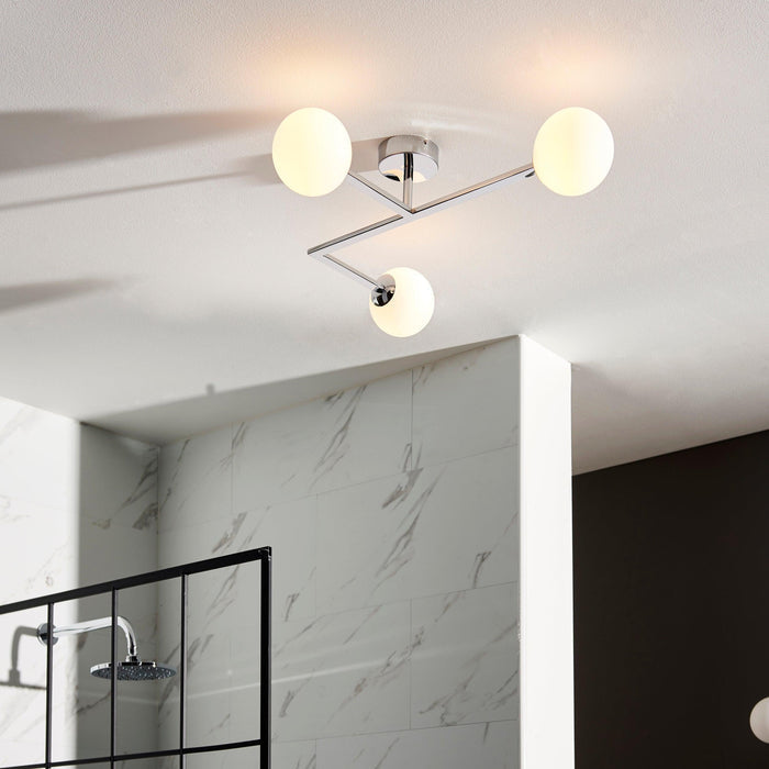 pendle chrome 3 light bathroom semi flush opal shades Living room lighting image