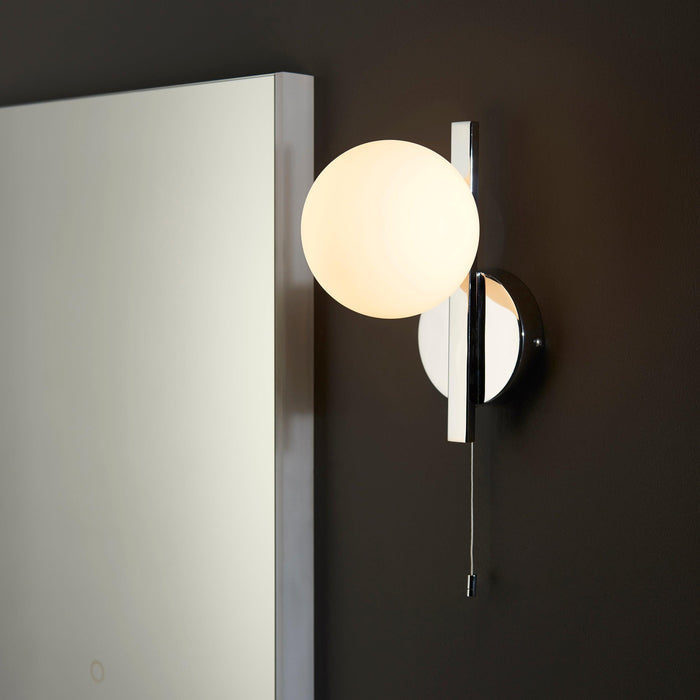 pendle chrome opal glass bathroom wall light pull cord mDining room lighting
