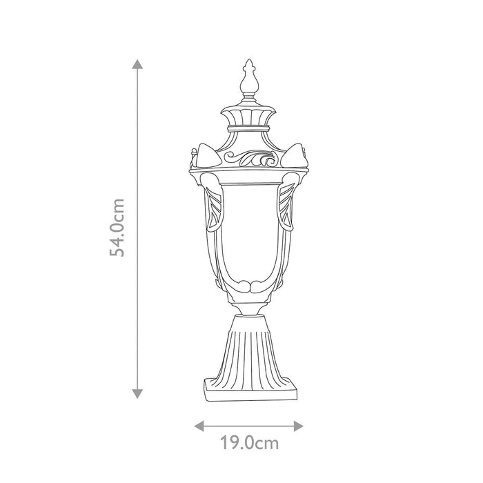 Philadelphia Old Bronze Medium Outdoor Pedestal Lantern — close-up detail