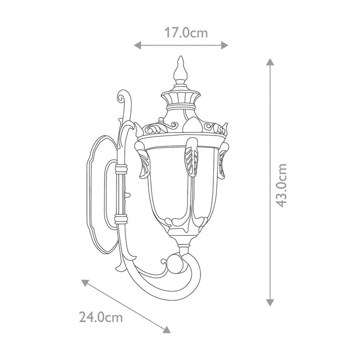 Philadelphia Old Bronze Small Outdoor Uplighter Wall Light — close-up detail
