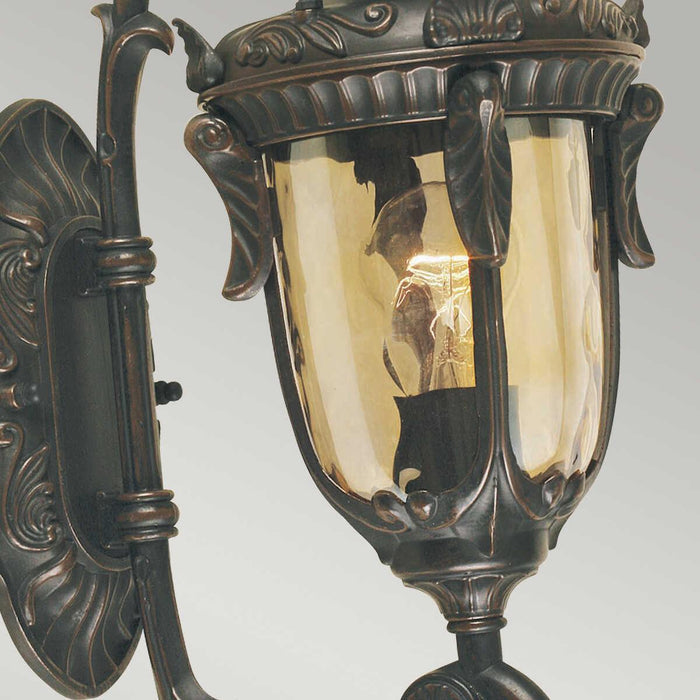 Elstead Philadelphia Old Bronze Finish Small Outdoor Uplighter Wall Fitting Close up