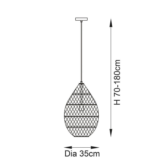 pimva handmade black rattan ceiling pendant light by Endon Lighting Living Room Family Shot