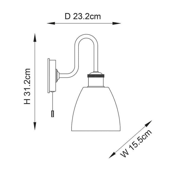 piper chrome bathroom wall light with opal glass shade by Endon Lighting Living Room Close Up 61