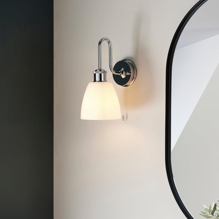 piper chrome bathroom wall light with opal glass shade by Endon Lighting Living Room  Unlit Shot