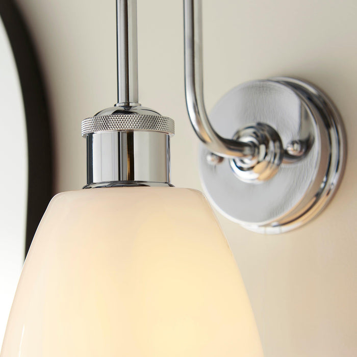 piper chrome bathroom wall light with opal glass shade by Endon Lighting Hallway lights Close Up
