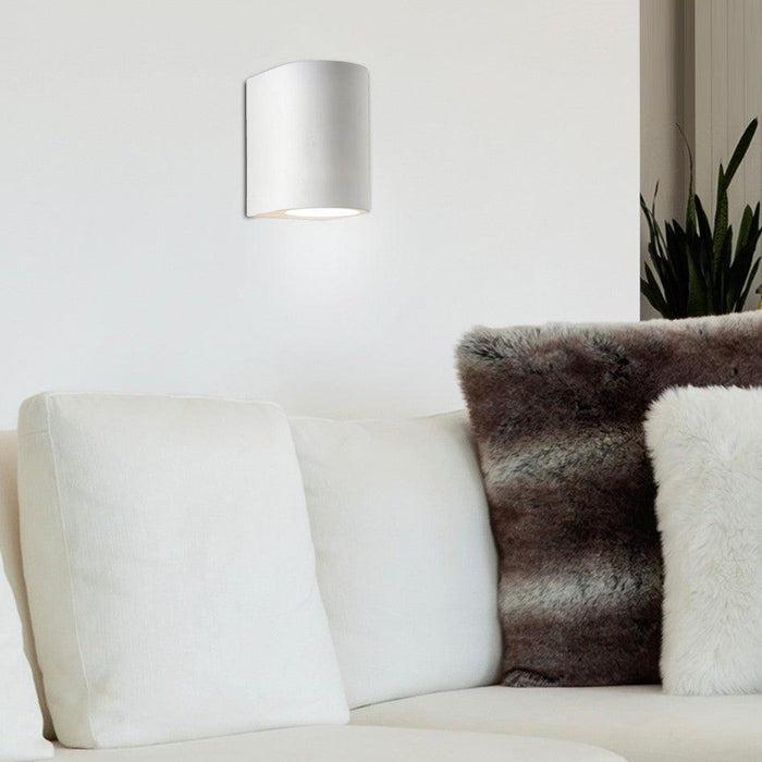 plaster ceramic paintable curved cylinder wall light 8436 by searchlighting lighting, living room image