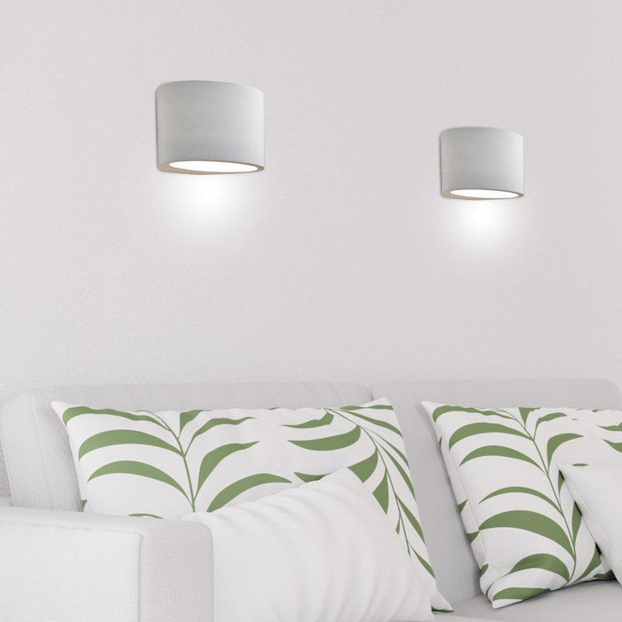 plaster ceramic paintable oval white wall light 8721 by searchlighting lighting, living room image