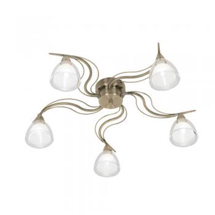 Portland 5 Light Antique Brass Flush Ceiling Light Living room Image