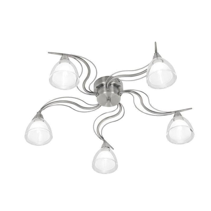 Traditional Flush & Semi Flush Ceiling Lights - Portland 5 Light Antique Chrome Flush Ceiling Light 9504/5 AC