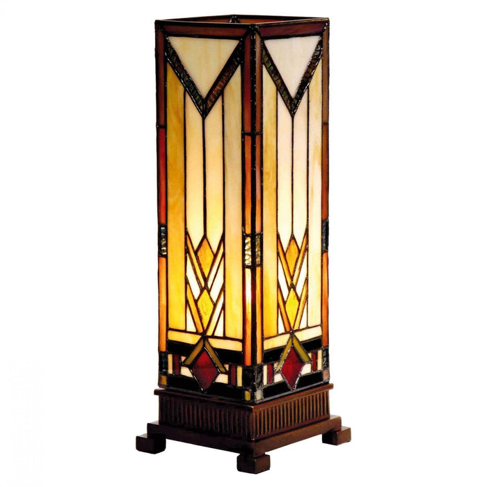 Tiffany Square Table Lamps - Prairie Medium Tiffany Square Table Lamp