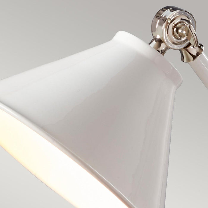 Provence Element 1 Light White & Polished Nickel Table Lamp — additional angle