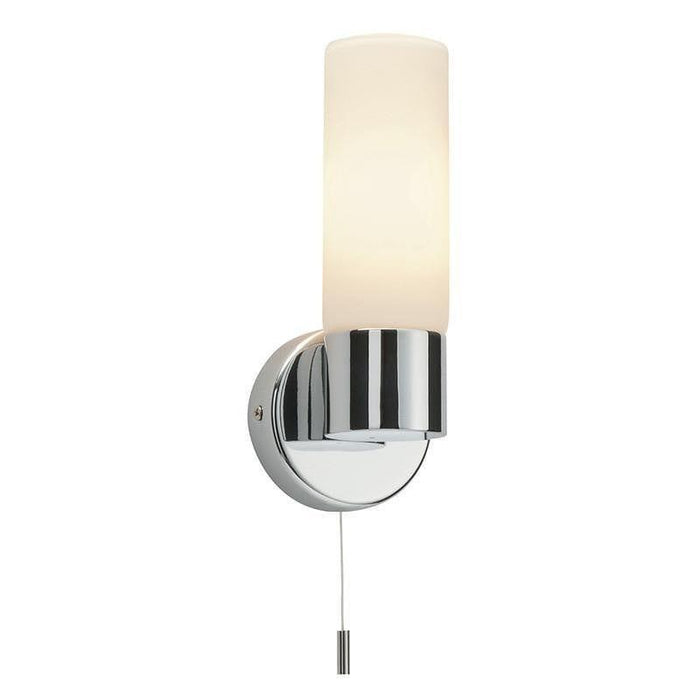 pure chrome finish and matt opal duplex glass bathroom wall lightby saxby lighting