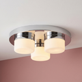 Pure Chrome & Opal Duplex Glass Flush Bathroom Ceiling Light by Saxby Lighting — suits bathrooms & en-suites
