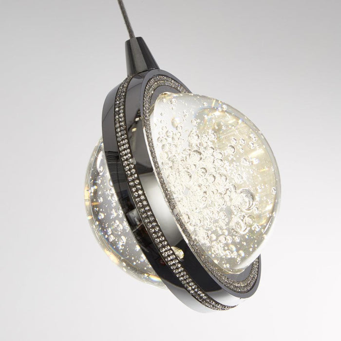 Quartz 5 Light Pendant Chrome, Diamante & Bubble Glass-Ceiling Pendant Lights-3-Tiffany Lighting Direct