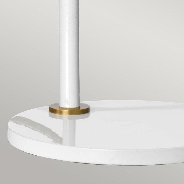 Quinto 1 Light White Aged Brass Table Lamp Elstead Lighting — side profile
